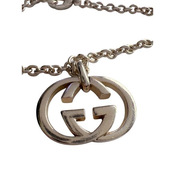 GUCCI Interlocking GG Logo Necklace (18") Sterling Silver - Picture 14 of 16